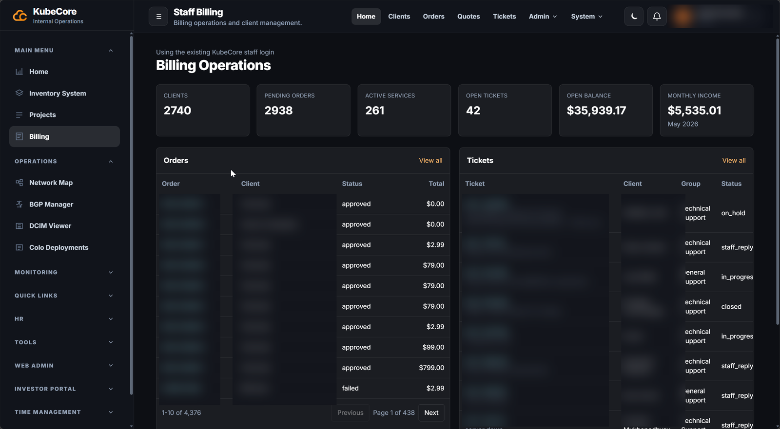 KubeBill interface preview