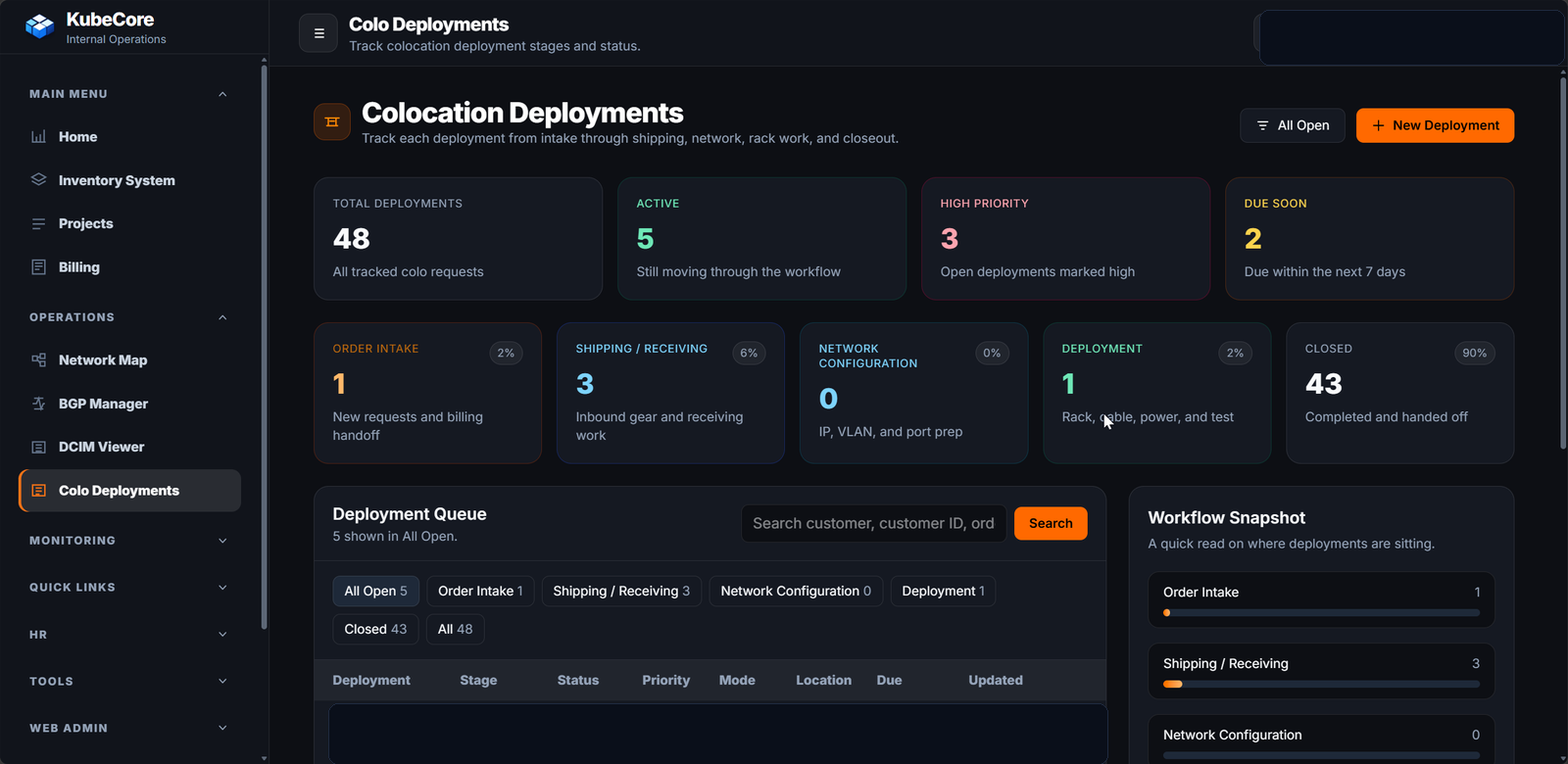 KubeColo interface preview
