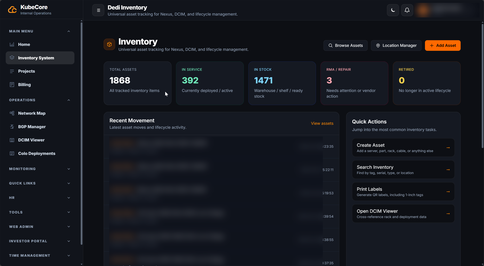 KubeInv interface preview